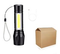 Torcia ricaricabile a LED con zoom con messa a fuoco regolabile, porta di ricarica USB e batteria da 600 mAh, lanterna compatta in lega di alluminio per campeggio, escursionismo e attività all'aperto