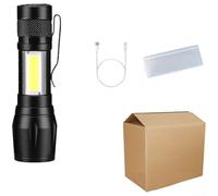 Torcia ricaricabile a LED con zoom con messa a fuoco regolabile, porta di ricarica USB e batteria da 600 mAh, lanterna compatta in lega di alluminio per campeggio, escursionismo e attività all'aperto