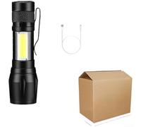 Torcia ricaricabile a LED con zoom con messa a fuoco regolabile, porta di ricarica USB e batteria da 600 mAh, lanterna compatta in lega di alluminio per campeggio, escursionismo e attività all'aperto