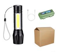 Torcia ricaricabile a LED con zoom, messa a fuoco regolabile, in lega di alluminio, con porta di ricarica USB, luce portatile compatta per campeggio, escursionismo e attività all'aperto (J)