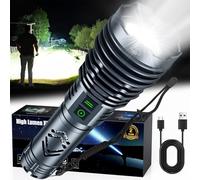 Torcia ricaricabile da 1500000 lumen ad alta luminosità, torcia a LED super luminosa, torcia tattica potente impermeabile con zoom 6 modalità, funzione di uscita e lunga durata 24 ore, per emergenze e