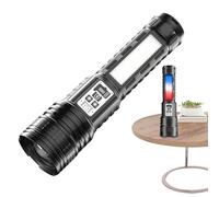 Torcia ricaricabile, torcia a LED super luminosa, a lungo raggio, torcia portatile con luce laterale e LCD per campeggio, escursionismo, arrampicata e lavoro