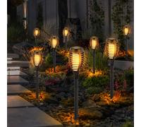 Torcia Solare Lampada a Picchetto Esterno LED Effetto Fuoco Balcone Nero Set 8 [EEK: Non valutato]