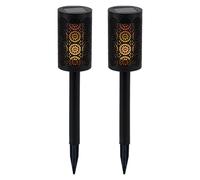 Torcia solare, lampada da esterno, lampada da terrazza, lampada plug-in con punzonature decorative, batteria integrata, effetto fuoco, nero, 1x LED, PxH 6,6x30 cm, set da 2