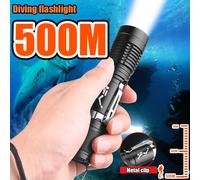 Torcia subacquea ultra potente Lampada subacquea a LED più recente 500M Torcia subacquea professionale Lanterna da pesca impermeabile IPX8