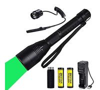 Torcia verde per la caccia, Torcia led con luce verde Torcia per caccia al coyote Hog Zoom in grado con pressostato remoto Batterie ricaricabili e prolunga