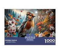 Tordo Jigsaw Puzzle Impossible 1000 Pezzi Foresta in fiorea Decorazione Per La Casa. Giochi Rilassamento E Intelligence Per Adulti E Bambini Da 12 Anni 38x26cm/1000pcs