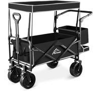TOREAD Carrello pieghevole con freni, portata 150 l, 175 kg, per esterni, multiuso con manico regolabile, carrello da spiaggia con tetto rimovibile e ruote larghe