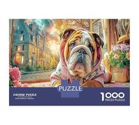 Tori inglesi 1000 Pezzi Premium Jigsaw Puzzle in Cartone Resistente Per Sfida Mentale Bulldog cappuccio rosa progettato Come Attività Di Svago E Regalo Per Uomini O Donne 70x50cm/1000pcs