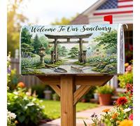 Torii Gate - Coperture magnetiche per cassetta postale, giardino giapponese, lanterna serena farfalle, nessuna copertura verde per cassetta della posta esterna, 53 x 64 cm