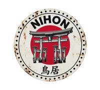 Torii Gate Nihon Cultural Icon Weathered Metal Tin Sign