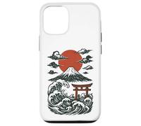 Torii Japan Wave Volcano Sun Mount Fuji Rising Red Custodia per iPhone 12/12 Pro