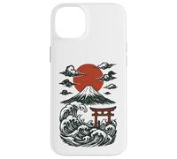 Torii Japan Wave Volcano Sun Mount Fuji Rising Red Custodia per iPhone 14 Plus