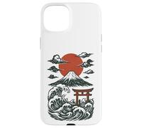 Torii Japan Wave Volcano Sun Mount Fuji Rising Red Custodia per iPhone 15 Plus