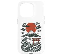 Torii Japan Wave Volcano Sun Mount Fuji Rising Red Custodia per iPhone 15 Pro