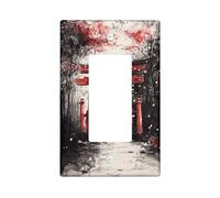Torii - Piastra di copertura per interruttore giapponese per porta, decorazione autunnale rossa per accenti da parete, piastre da parete termoplastiche, dimensioni standard a dondolo singolo