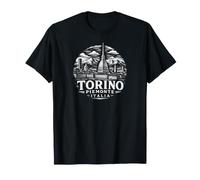 Torino Piemonte Italia Cityscape xilografia Maglietta