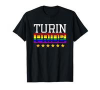 Torino Pride Italia Gay Lesbiche Queer LGBT Bandiera Arcobaleno Maglietta