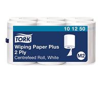 Tork 101250 Carta per asciugatura Plus Advanced, compatibile con il sistema M2 (ad estrazione centrale maxi), 2 veli, 1 x 6 rotoli (6 x 160 m), colore bianco