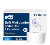 Tork 110253 - Carta igienica Mini Jumbo extra morbida, 2 strati, lunghezza 170 m
