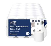 Tork 110316 Premium Rotoli Carta Igienica Tradizionale Soft, 3 Veli, Compatibile con Sistema T4, 1 X 8 Rotoli a Confezione (Cad 8 X 250 Strappi), Bianca
