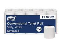 Tork 110782 Rotoli Carta Igienica tradizionale Advanced Extra Soft, 3 veli, compatibile con sistema T4, 30 rotoli (30 x 250 strappi), bianca