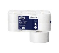 Tork 120238 Avanzato Mini Jumbo WC Roll, 2-Ply, 12 pezzi