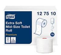 Tork 127510 Rotoli Carta Igienica Extra Soft Mid-Size Premium, compatibili con sistema T6, 3 veli, 1 conf. x 27 rotoli (27x 70 m), bianco