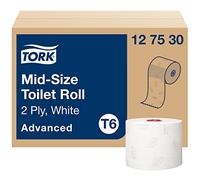 Tork 127530 Rotoli Carta Igienica Soft Advanced Mid-Size, 2 veli, compatibile con sistema T6, 27 Rotoli (27 x 100 m), Bianca