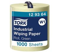 Tork 129364 Carta per asciugatura industriale Advanced, compatibile con sistema W1 (da terra o da parete), 3 veli, 1 conf. x 1 rotolo (1 x 340 m), colore verde