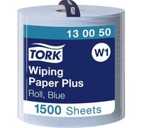 Tork 130050 Carta Plus per asciugatura QuickDry Premium, compatibile con il sistema W1 (da terra o da parete), 2 veli, 1 conf. x 1 rotolo (1 x 510 m), colore blu