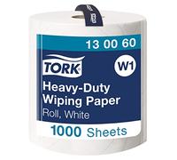 Tork 130060 Carta ultraresistente per asciugatura QuickDry Premium, compatibile con il sistema W1 (da terra o da parete), 2 veli, 1 conf. x 1 rotolo (1 x 340 m), colore bianco