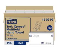 Tork 150299 Xpress Asciugamani intercalati piegati a Z Universal, compatibili con il sistema H2, 2 veli, 1 conf. da 20 pacchetti x 237 asciugamani, colore bianco