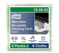 Tork 183602 - Panno di pulizia riutilizzabile, in microfibra, per uso asciutto e bagnato, 8 x 6 panni