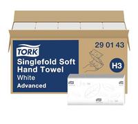 Tork Asciugamani di carta Singlefold H3 Advanced 2 strati assorbenti resistenti – Confezione 15