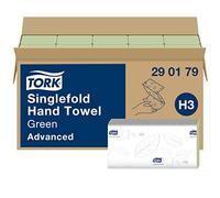 Tork 290179 Asciugamani Piegati a V Advanced, 2 Veli, Verde, 25X23 cm, 3750 Pezzi