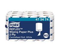 Tork 473474 Reflex Carta Plus per asciugatura Advanced, compatibile con il sistema M3 (estrazione centrale Reflex Mini), 2 veli, 1 conf. x 9 rotoli (9 x 67 m), colore bianco
