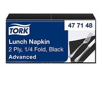 Tork 477148 Tovagliolo Lunch nero Advanced, 2 veli, piegato in 4, 10 x 200 fogli, 33 cm (lungh.) x 32,6 cm (largh.)