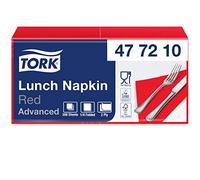 Tork 477210 Tovagliolo Lunch rosso Advanced, 2 veli, piegato in 4, 10 pacchi x 200 tovaglioli (2000 pz), 33 cm (lungh.) x 32,6 cm (largh.)