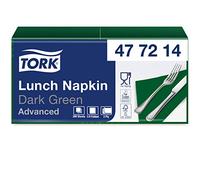Tork 477214 Tovagliolo Lunch verde scuro Advanced, 2 veli, piegato in 4, 10 pacchi x 200 tovaglioli (2000 pz), 33 cm (lungh.) x 32,6 cm (largh.)