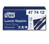Tork 477412 Tovagliolo Lunch Soft Blu scuro Advanced, 3 veli, piegato in 4, 10 pacchi x 150 tovaglioli (1500 pz), 33 cm (lungh.) x 32,6 cm (largh.)