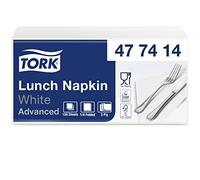 Tork 477414 Tovagliolo Lunch Soft bianco Advanced, 3 veli, piegato in 4, 10 pacchi x 150 tovaglioli (1500 pz), 33 cm (lungh.) x 32,6 cm (largh.)