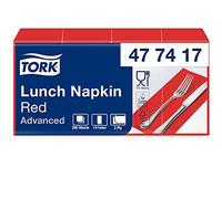 Tork 477417 Tovagliolo Lunch rosso (piegato in 8) Advanced, 2 veli, 10 pacchi x 200 tovaglioli (2000 pz), 33 cm (lungh.) x 32,6 cm (largh.)