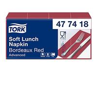 Tork 477418 Tovagliolo Lunch Soft bordeaux (piegato in 8) Advanced, 3 veli, 10 pacchi x 150 tovaglioli (1500 pz), 33 cm (lungh.) x 32,6 cm (largh.)