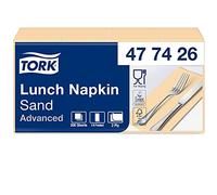 Tork 477426 Tovagliolo Lunch sabbia (piegato in 8) Advanced, 2 veli, 10 pacchi x 200 tovaglioli (2000 pz), 33 cm (lungh.) x 32,6 cm (largh.)
