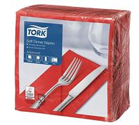 Tork 477620 Tovagliolo Dinner Soft rosso (piegato in 8) Advanced, 3 veli, 12 pacchi x 100 tovaglioli (1200 pz), 39 cm (lungh.) x 39 cm (largh.)