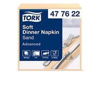 Tork 477622 Tovagliolo Dinner Soft sabbia(piegato in 8) Advanced, 3 veli, 12 pacchi x 100 tovaglioli (1200 pz), 39 cm (lungh.) x 39 cm (largh.)