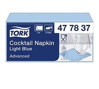 Tork 477837 Tovagliolo Cocktail azzurro Advanced, 2 veli, 12 pacchi x 200 tovaglioli (2400 pz), 24 cm (lungh.) x 23,8 cm (largh.)