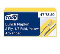 Tork 477850 Tovagliolo Lunch giallo (piegato in 8) Advanced, 2 veli, 10 pacchi x 200 tovaglioli (2000 pz), 33 cm (lungh.) x 32,6 cm (largh.)