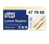 Tork 477868 Tovagliolo Lunch Soft champagne Advanced, 3 veli, piegato in 4, 10 pacchi x 150 tovaglioli (1500 pz), 33 cm (lungh.) x 32,6 cm (largh.)